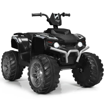 12V Kids Ride on ATV with LED Lights and Treaded Tires and LED lights - Black - Oasis Home Essentials