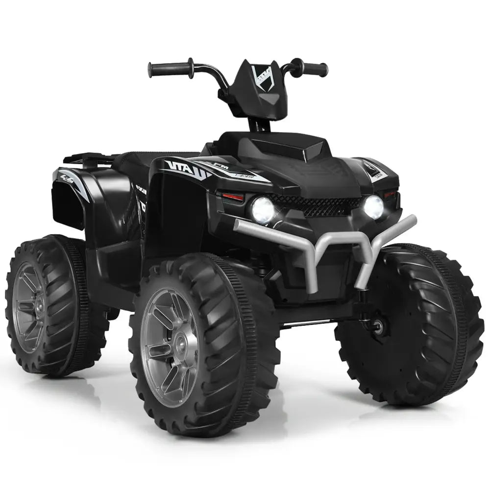 12V Kids Ride on ATV with LED Lights and Treaded Tires and LED lights - Black - Oasis Home Essentials