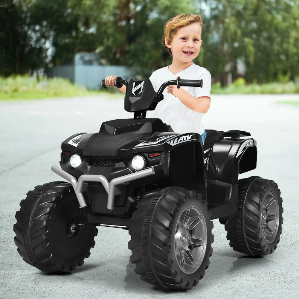 12V Kids Ride on ATV with LED Lights and Treaded Tires and LED lights - Black - Oasis Home Essentials