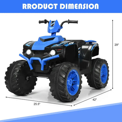 12V Kids Ride on ATV with LED Lights and Treaded Tires and LED lights - Navy - Oasis Home Essentials