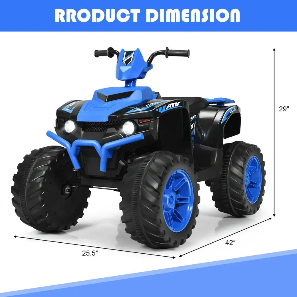 12V Kids Ride on ATV with LED Lights and Treaded Tires and LED lights - Navy - Oasis Home Essentials