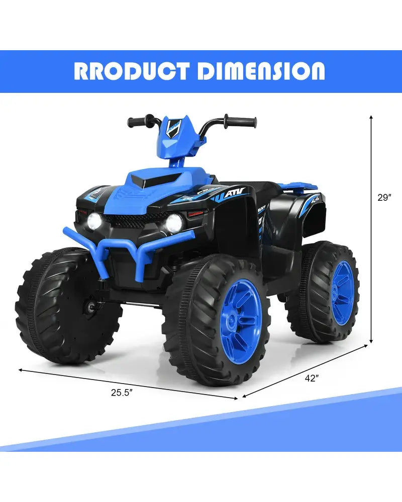 12V Kids Ride on ATV with LED Lights and Treaded Tires and LED lights-Navy - Navy - Powered Ride On Toys