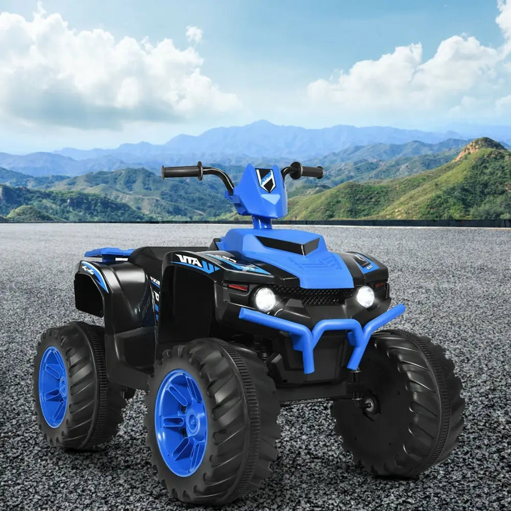 12V Kids Ride on ATV with LED Lights and Treaded Tires and LED lights - Navy - Oasis Home Essentials
