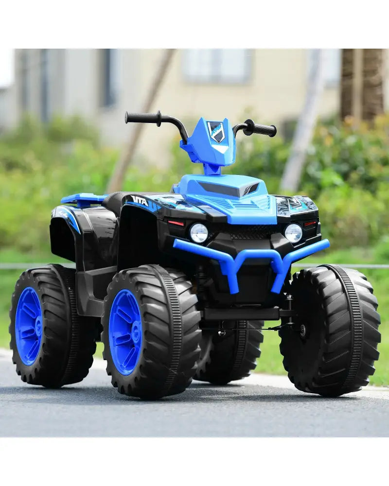 12V Kids Ride on ATV with LED Lights and Treaded Tires and LED lights-Navy - Navy - Powered Ride On Toys