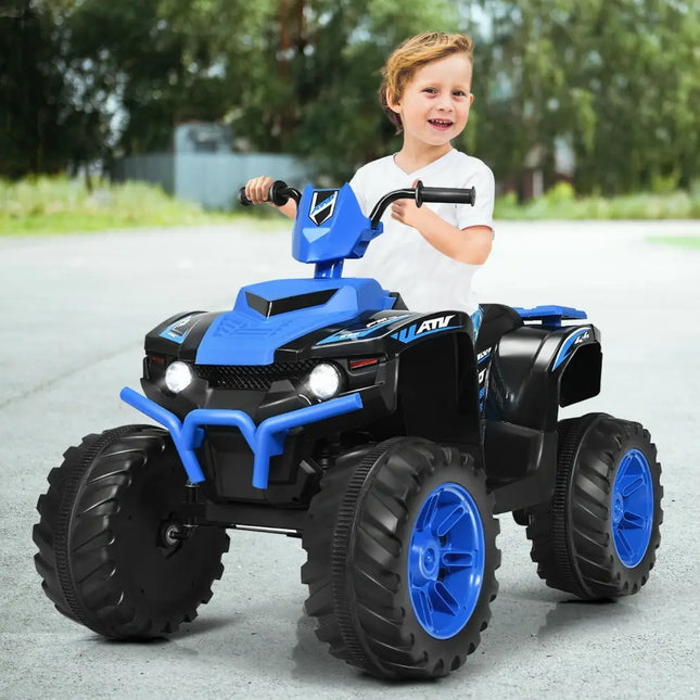 12V Kids Ride on ATV with LED Lights and Treaded Tires and LED lights - Navy - Oasis Home Essentials