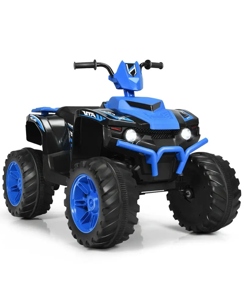 12V Kids Ride on ATV with LED Lights and Treaded Tires and LED lights-Navy - Navy - Powered Ride On Toys