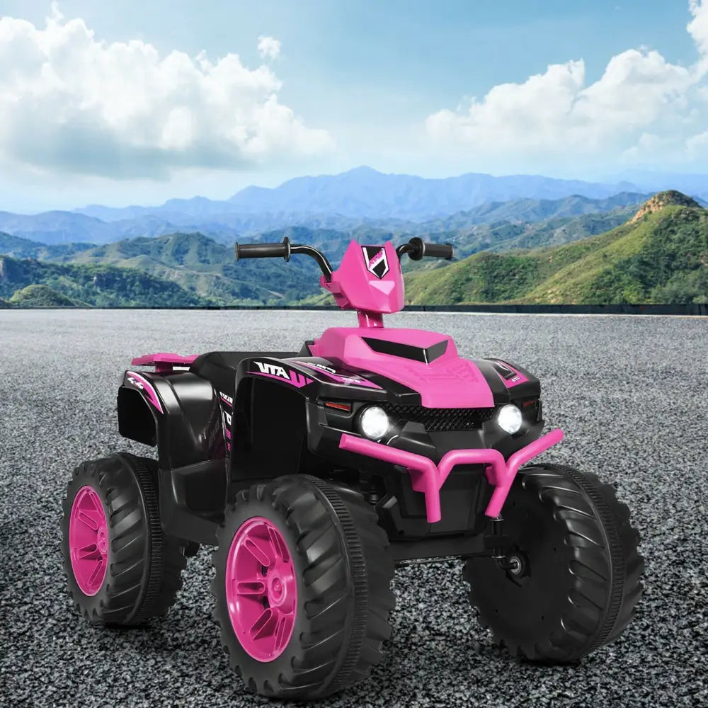 12V Kids Ride on ATV with LED Lights and Treaded Tires and LED lights-Pink - Pink - Powered Ride On Toys