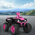 12V Kids Ride on ATV with LED Lights and Treaded Tires and LED lights-Pink - Pink - Powered Ride On Toys