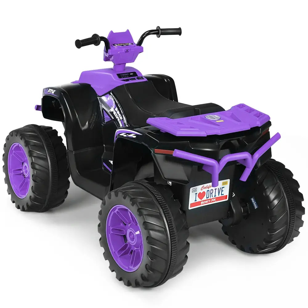12V Kids Ride on ATV with LED Lights and Treaded Tires and LED lights-Purple - Purple - Powered Ride On Toys