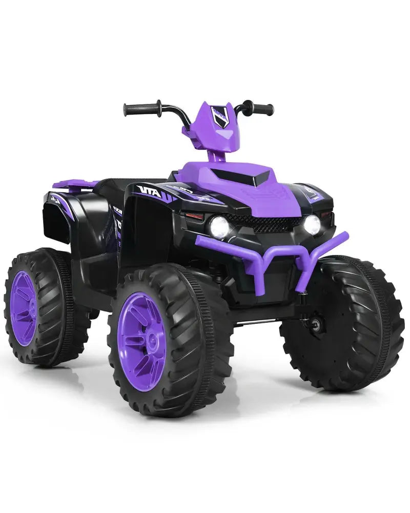 12V Kids Ride on ATV with LED Lights and Treaded Tires and LED lights-Purple - Purple - Powered Ride On Toys