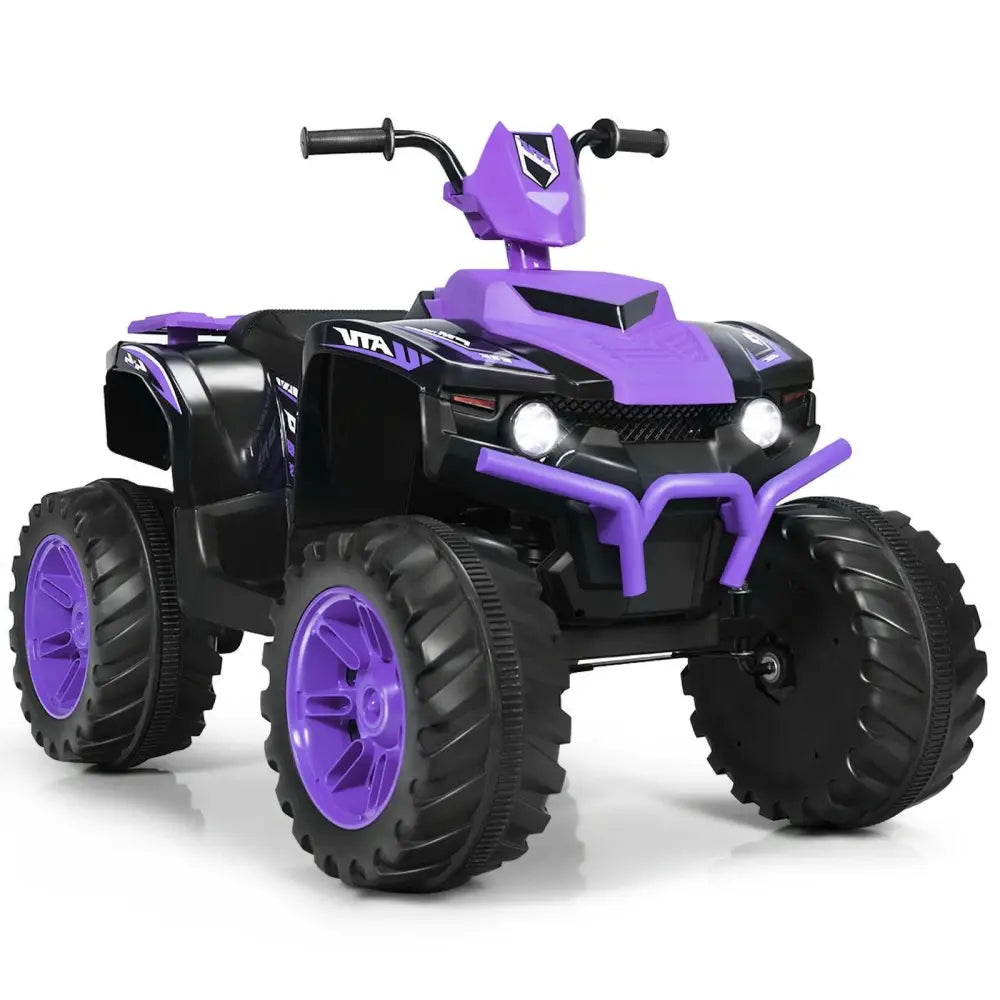 12V Kids Ride on ATV with LED Lights and Treaded Tires and LED lights-Purple - Purple - Powered Ride On Toys