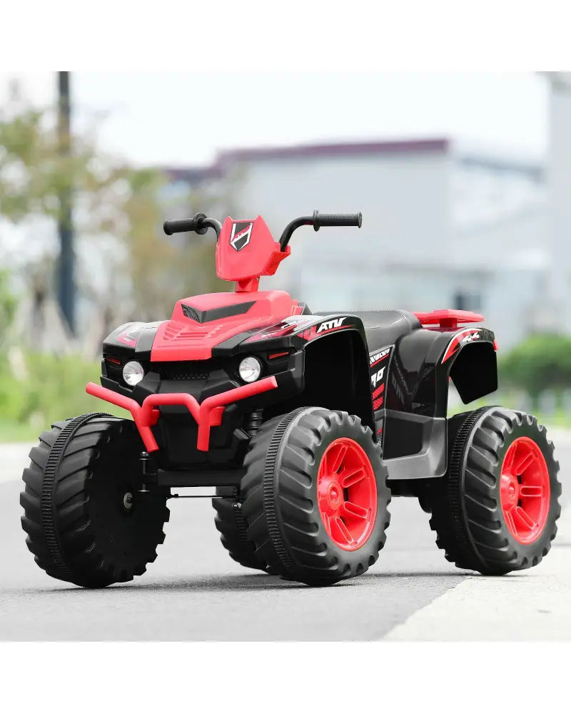 12V Kids Ride on ATV with LED Lights and Treaded Tires and LED lights-Red - Red - Powered Ride On Toys