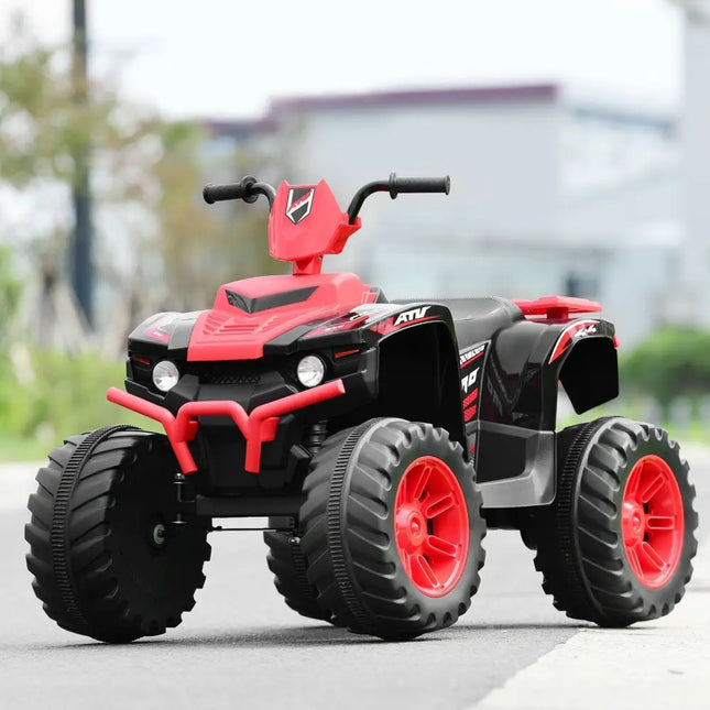 12V Kids Ride on ATV with LED Lights and Treaded Tires and LED lights - Red - Oasis Home Essentials