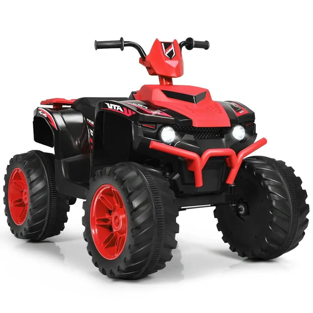 12V Kids Ride on ATV with LED Lights and Treaded Tires and LED lights - Red - Oasis Home Essentials