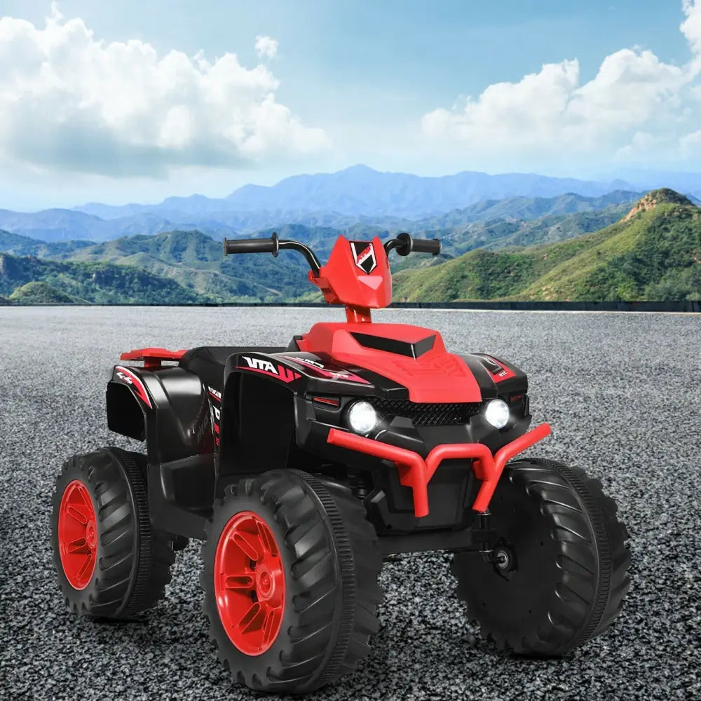 12V Kids Ride on ATV with LED Lights and Treaded Tires and LED lights - Red - Oasis Home Essentials