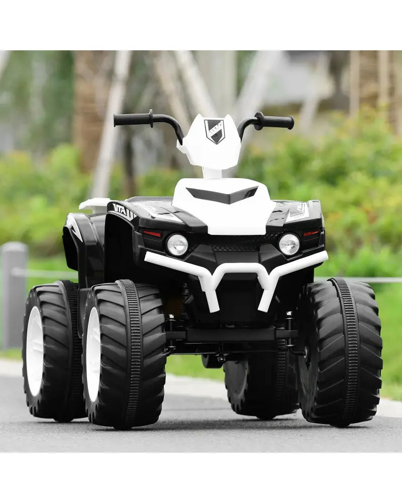 12V Kids Ride on ATV with LED Lights and Treaded Tires and LED lights-White - White - Powered Ride On Toys