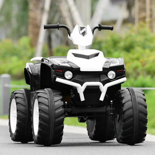 12V Kids Ride on ATV with LED Lights and Treaded Tires and LED lights-White - White - Powered Ride On Toys