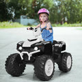 12V Kids Ride on ATV with LED Lights and Treaded Tires and LED lights-White - White - Powered Ride On Toys