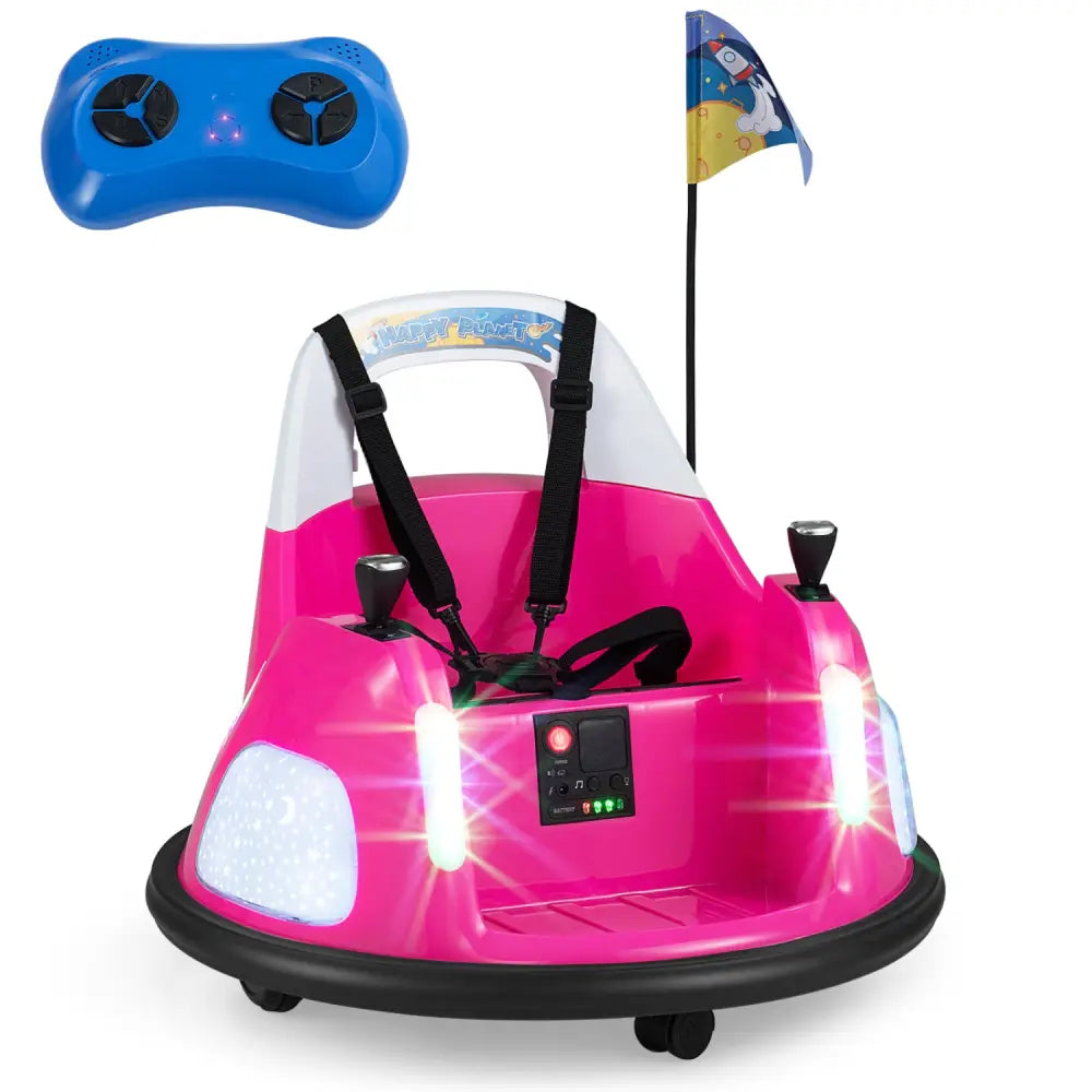 12V Kids Ride On Bumper Car with Remote Control and Flashing Lights-Pink - Pink - Powered Ride On Toys