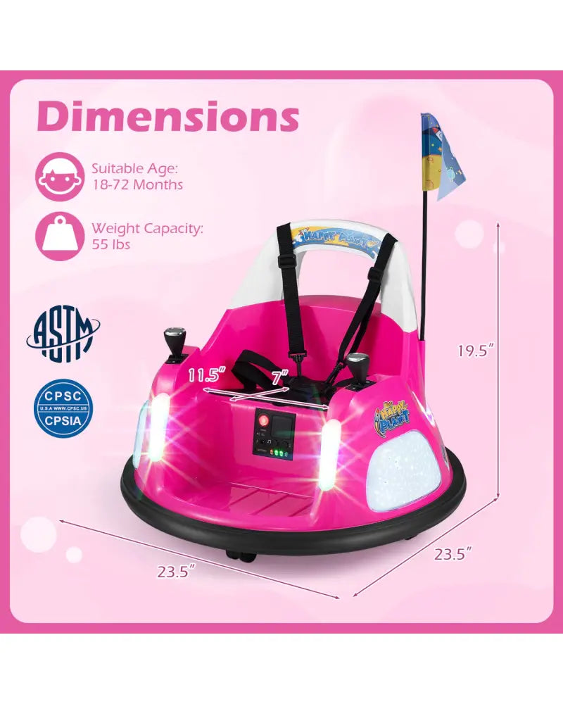 12V Kids Ride On Bumper Car with Remote Control and Flashing Lights-Pink - Pink - Powered Ride On Toys