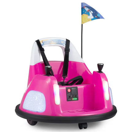 12V Kids Ride On Bumper Car with Remote Control and Flashing Lights-Pink - Pink - Powered Ride On Toys