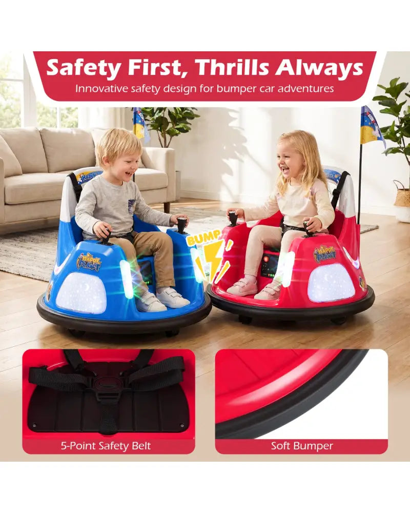 12V Kids Ride On Bumper Car with Remote Control and Flashing Lights-Red - Red - Powered Ride On Toys