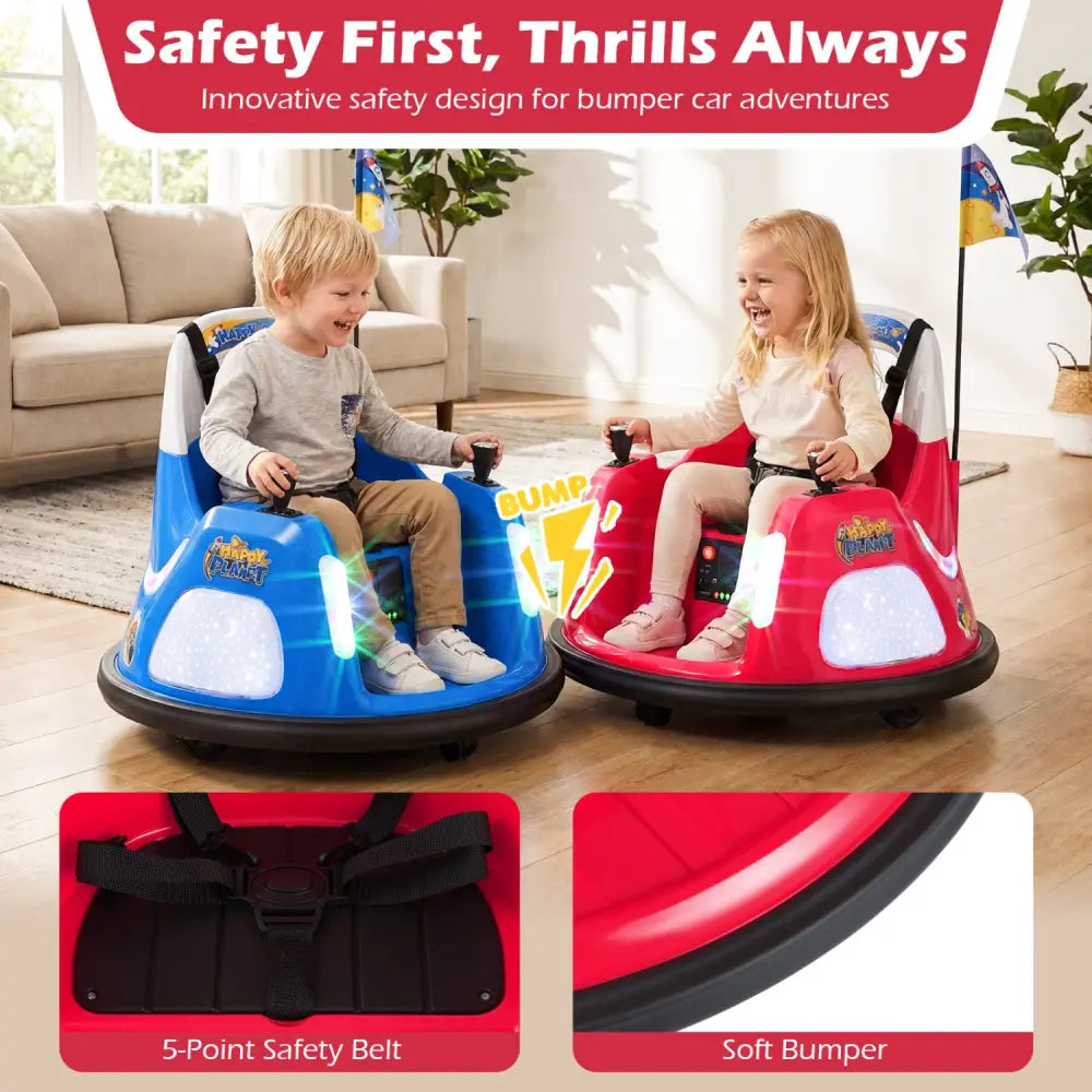 12V Kids Ride On Bumper Car with Remote Control and Flashing Lights-Red - Red - Powered Ride On Toys