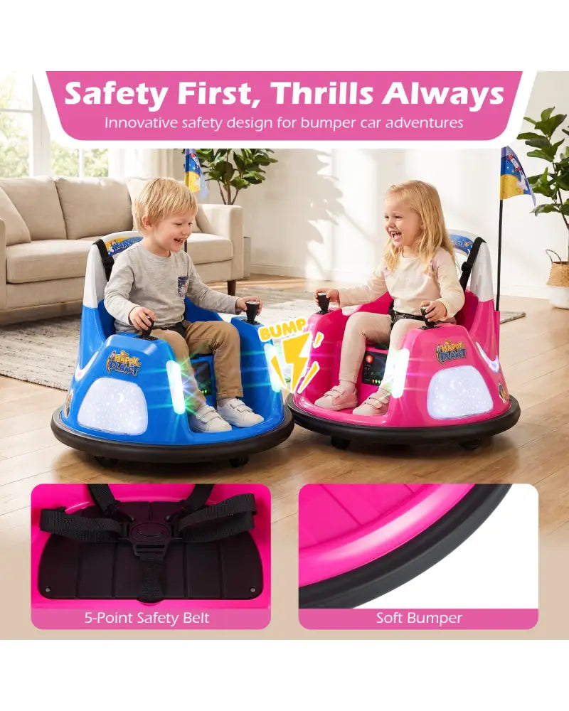 12V Kids Ride On Bumper Car with Remote Control and Flashing Lights-Pink - Pink - Powered Ride On Toys