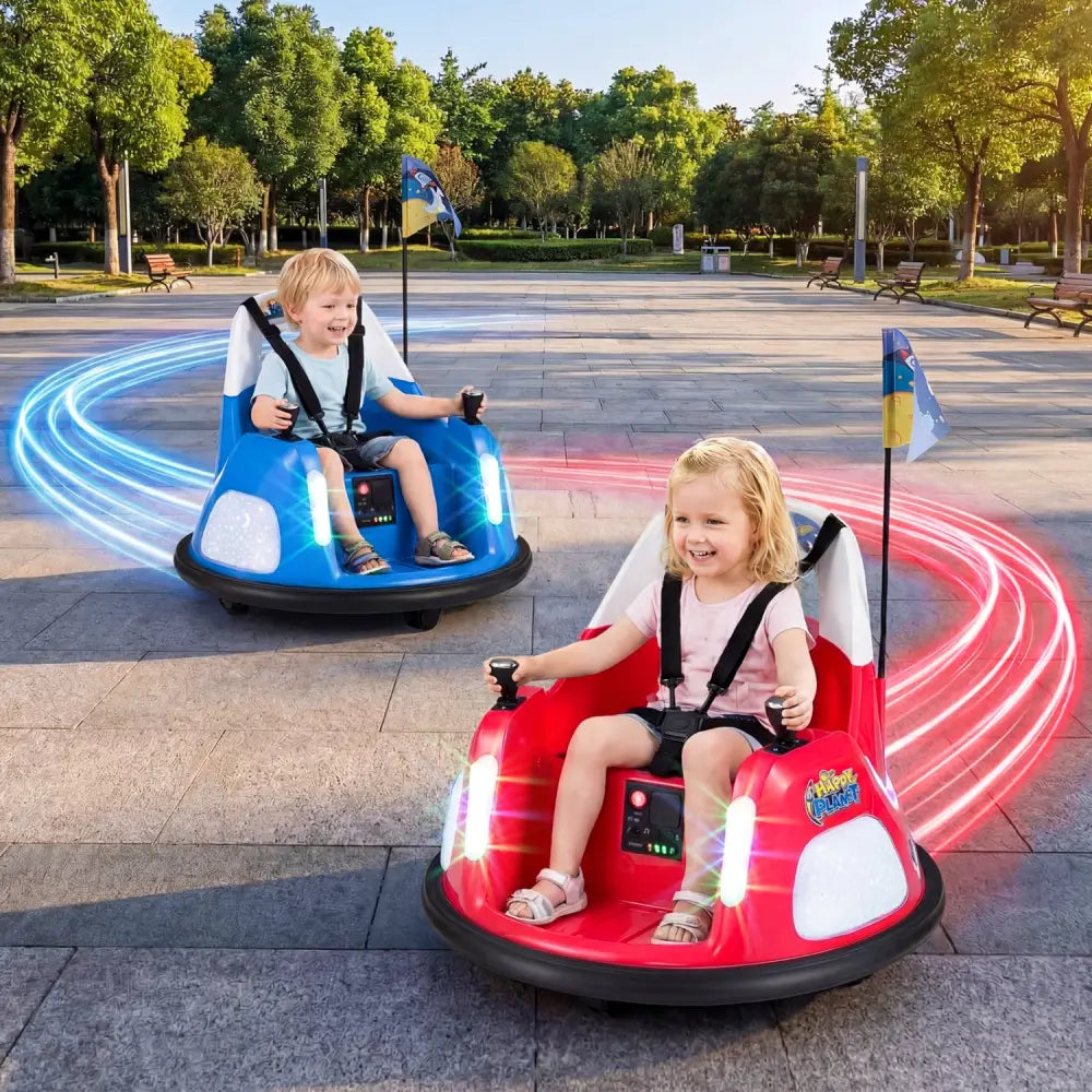 12V Kids Ride On Bumper Car with Remote Control and Flashing Lights-Red - Red - Powered Ride On Toys