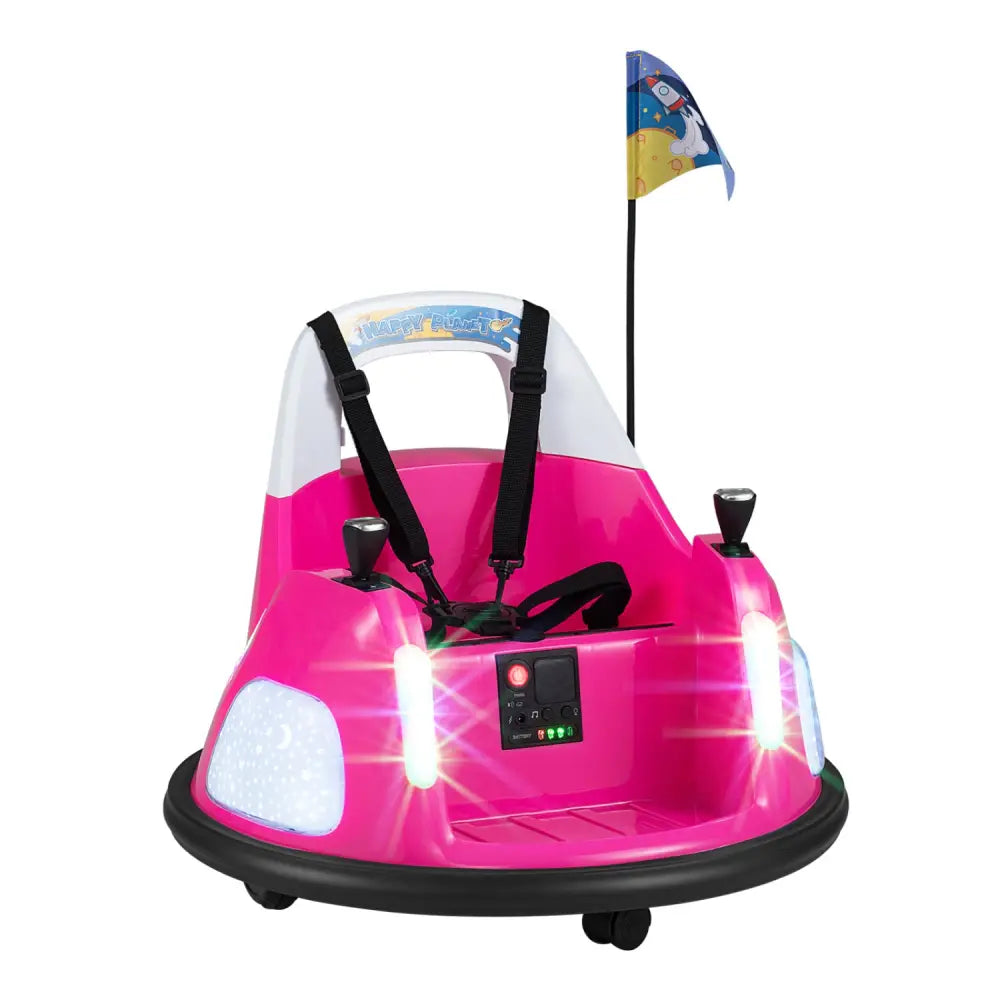 12V Kids Ride On Bumper Car with Remote Control and Flashing Lights-Pink - Pink - Powered Ride On Toys