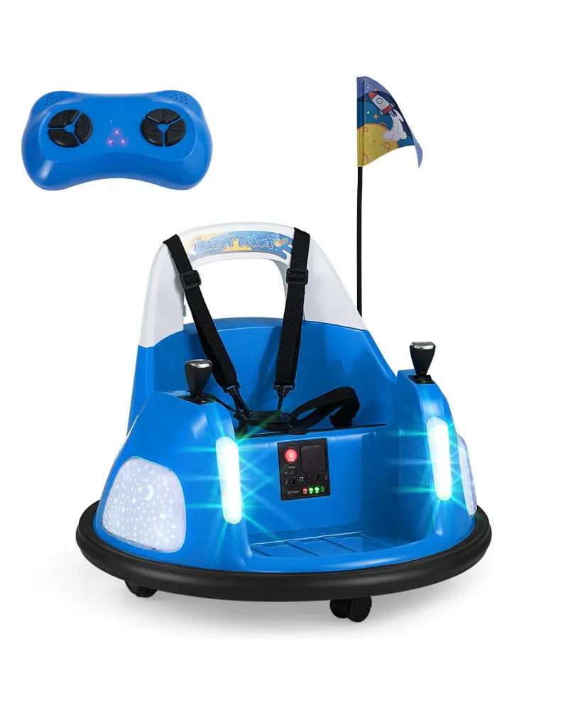 12V Kids Ride On Bumper Car with Remote Control and Flashing Lights-Blue - Blue - Powered Ride On Toys