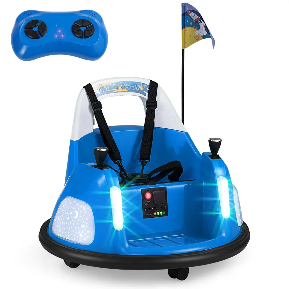 12V Kids Ride On Bumper Car with Remote Control and Flashing Lights-Blue - Blue - Powered Ride On Toys