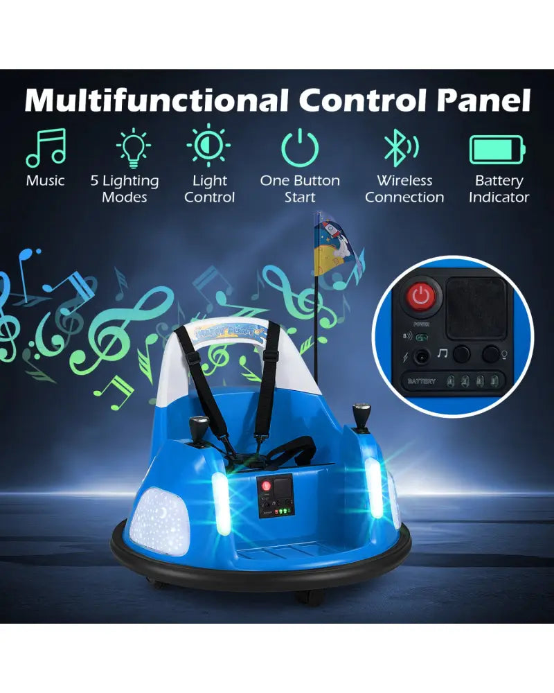 12V Kids Ride On Bumper Car with Remote Control and Flashing Lights-Blue - Blue - Powered Ride On Toys