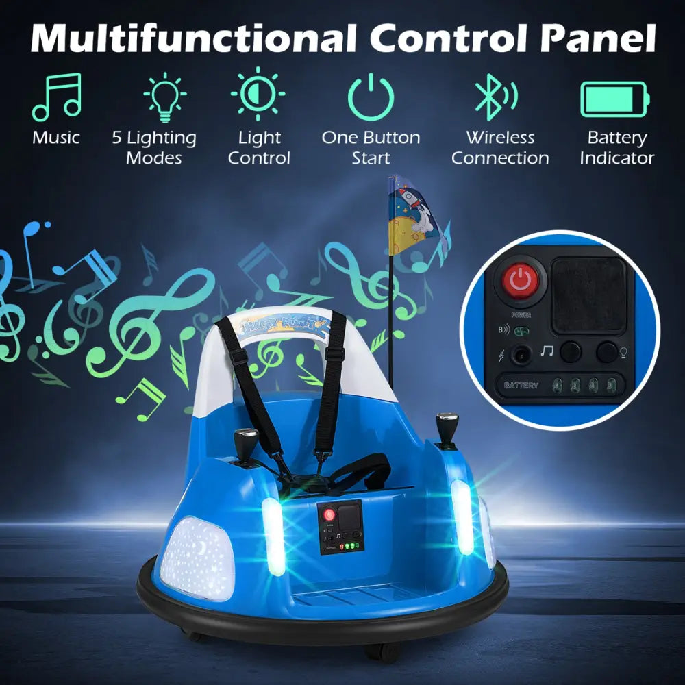 12V Kids Ride On Bumper Car with Remote Control and Flashing Lights-Blue - Blue - Powered Ride On Toys