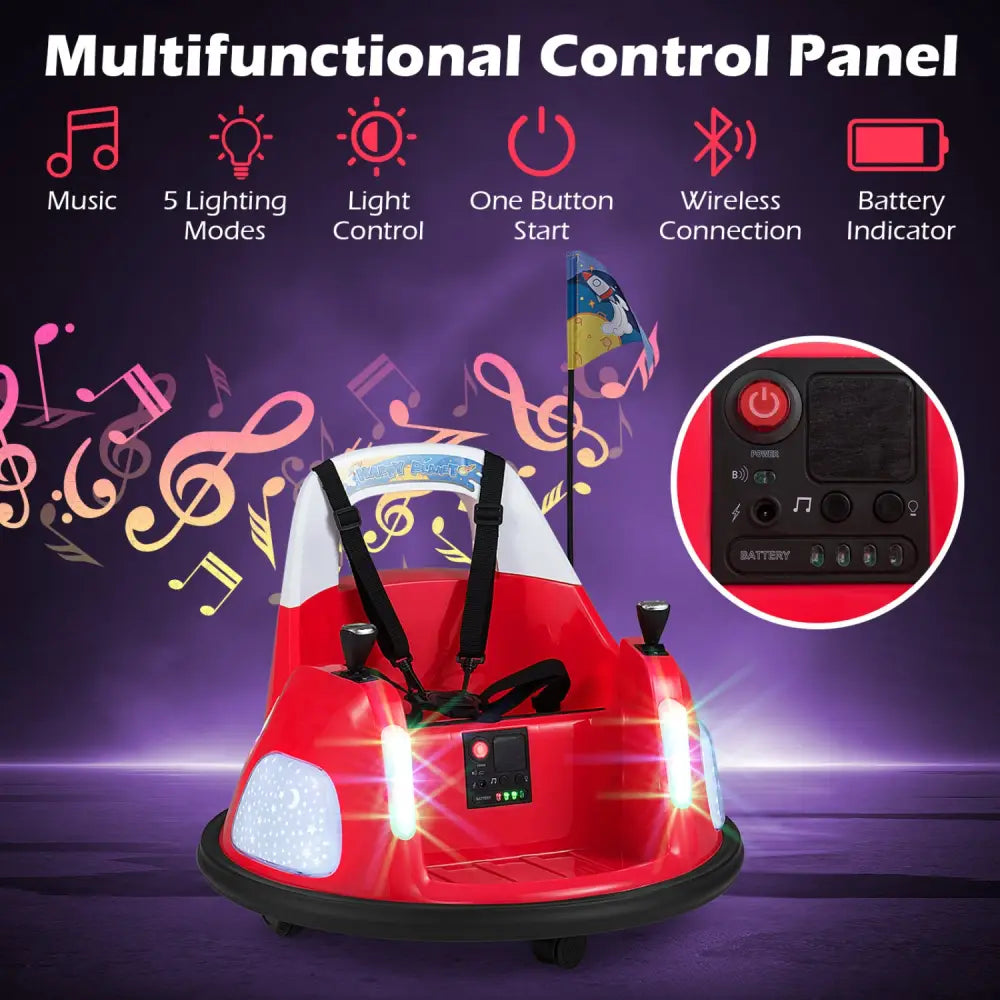 12V Kids Ride On Bumper Car with Remote Control and Flashing Lights-Red - Red - Powered Ride On Toys