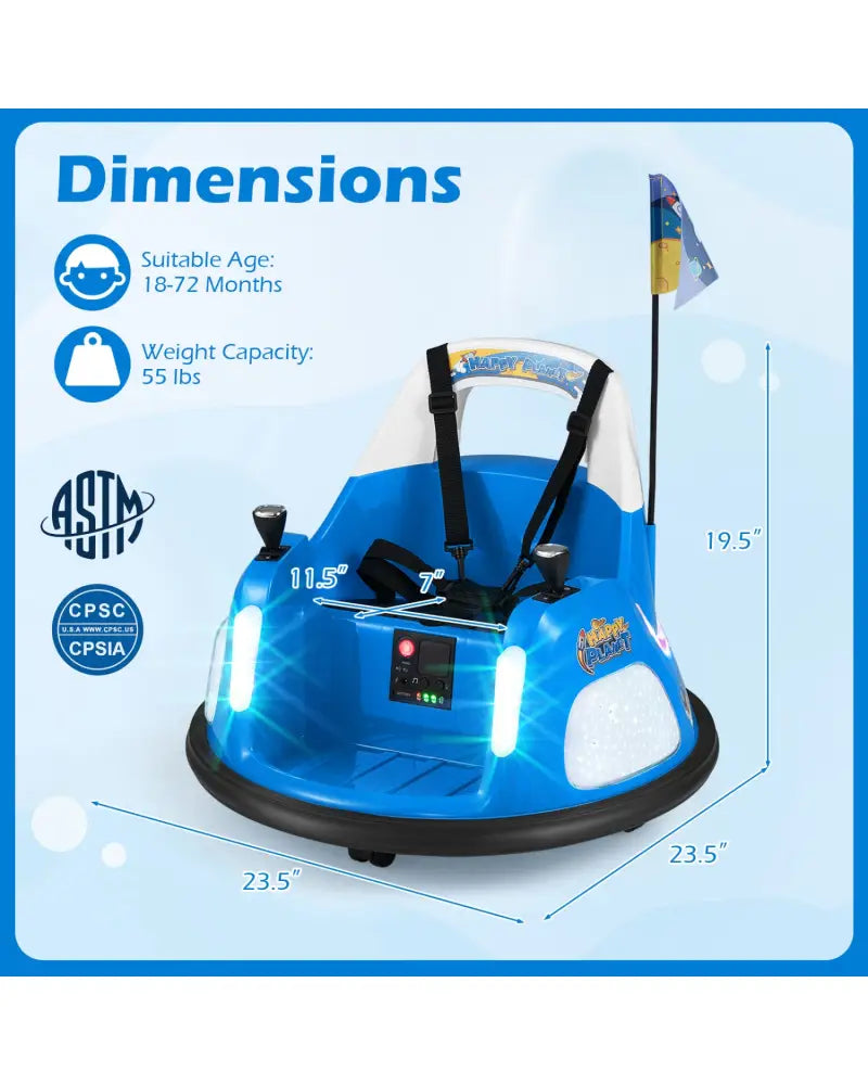12V Kids Ride On Bumper Car with Remote Control and Flashing Lights-Blue - Blue - Powered Ride On Toys