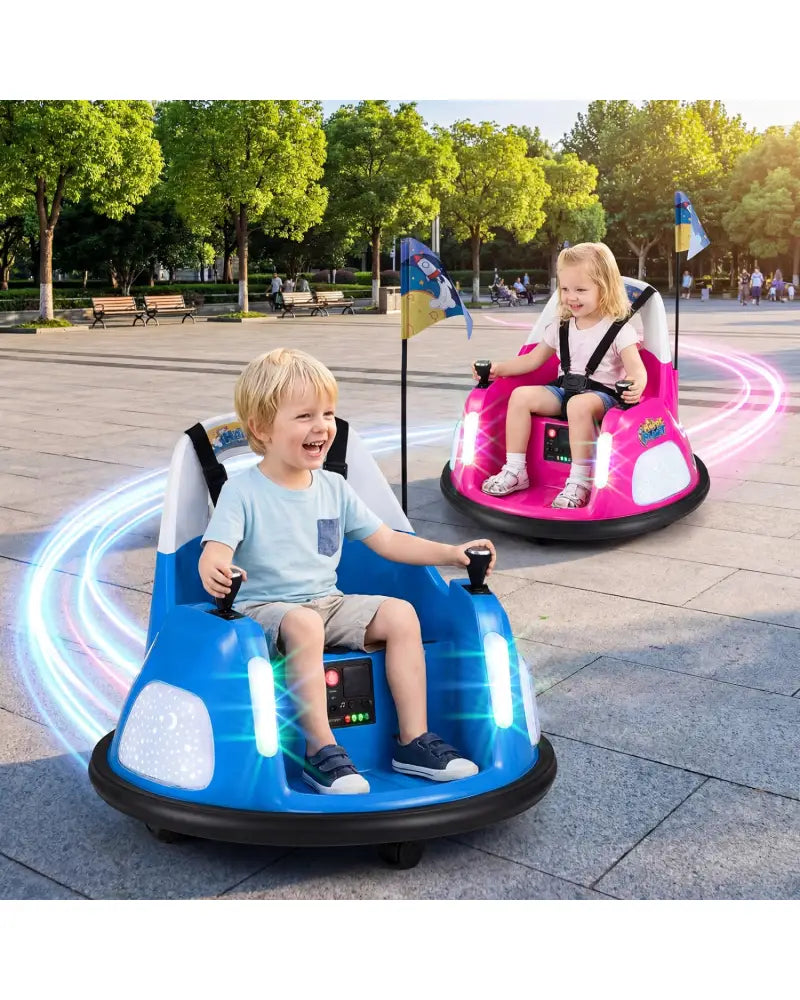 12V Kids Ride On Bumper Car with Remote Control and Flashing Lights-Blue - Blue - Powered Ride On Toys