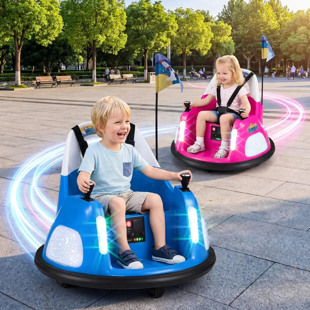 12V Kids Ride On Bumper Car with Remote Control and Flashing Lights-Blue - Blue - Powered Ride On Toys