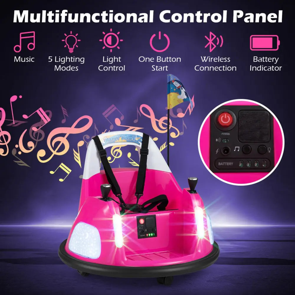 12V Kids Ride On Bumper Car with Remote Control and Flashing Lights-Pink - Pink - Powered Ride On Toys