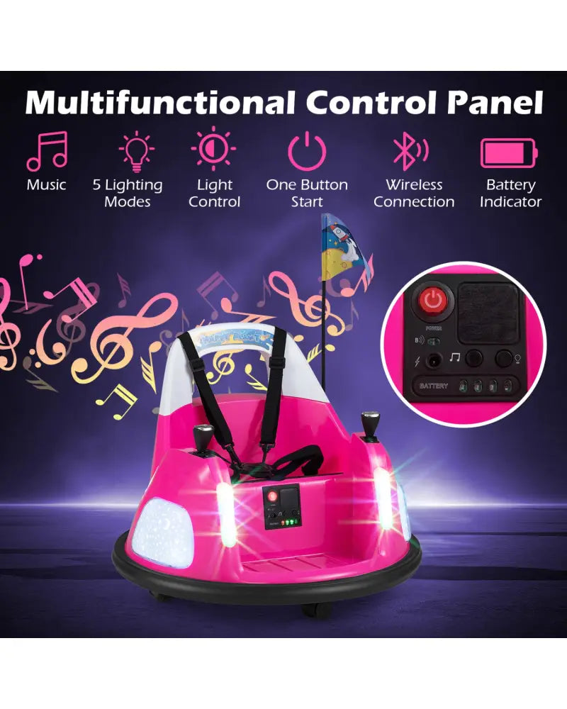 12V Kids Ride On Bumper Car with Remote Control and Flashing Lights-Pink - Pink - Powered Ride On Toys
