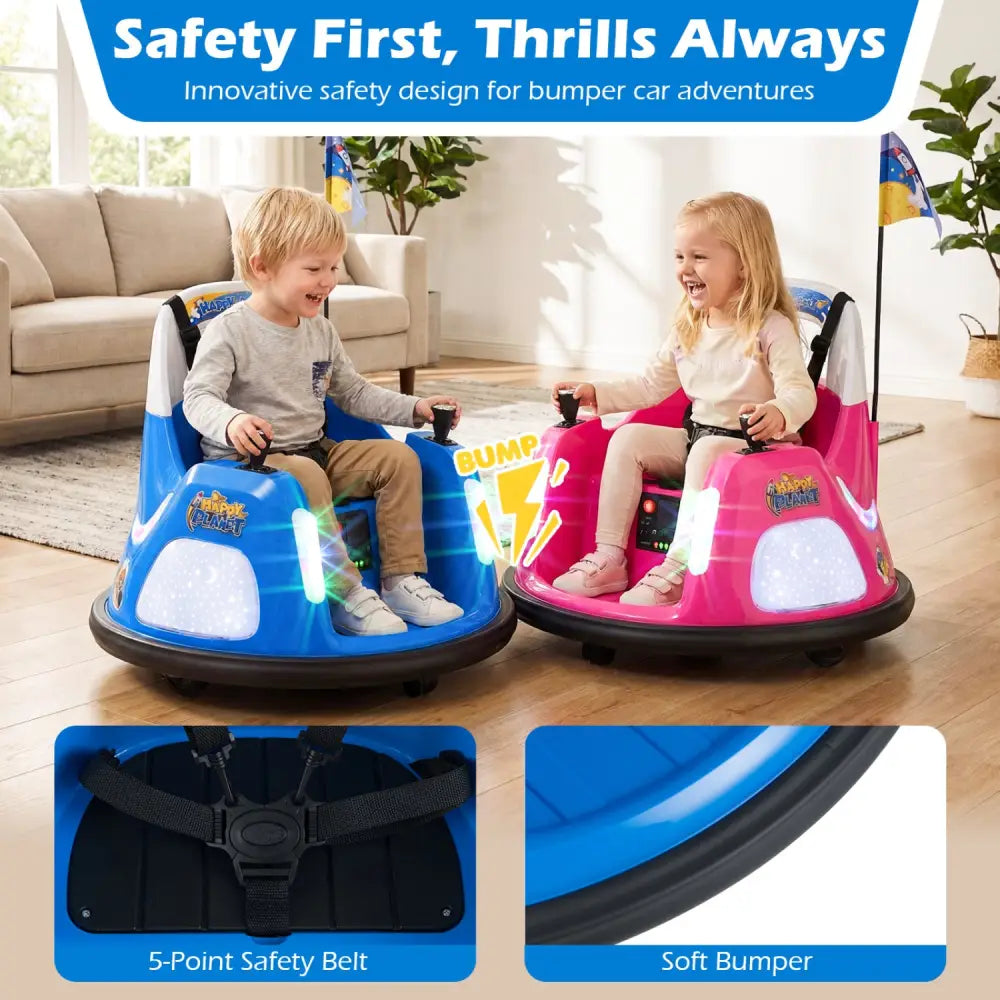 12V Kids Ride On Bumper Car with Remote Control and Flashing Lights-Blue - Blue - Powered Ride On Toys