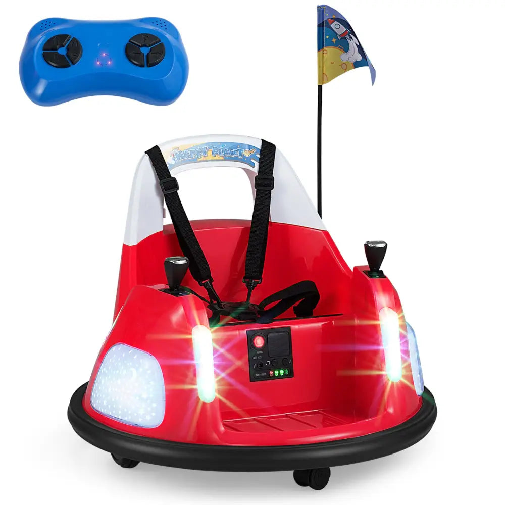 12V Kids Ride On Bumper Car with Remote Control and Flashing Lights-Red - Red - Powered Ride On Toys