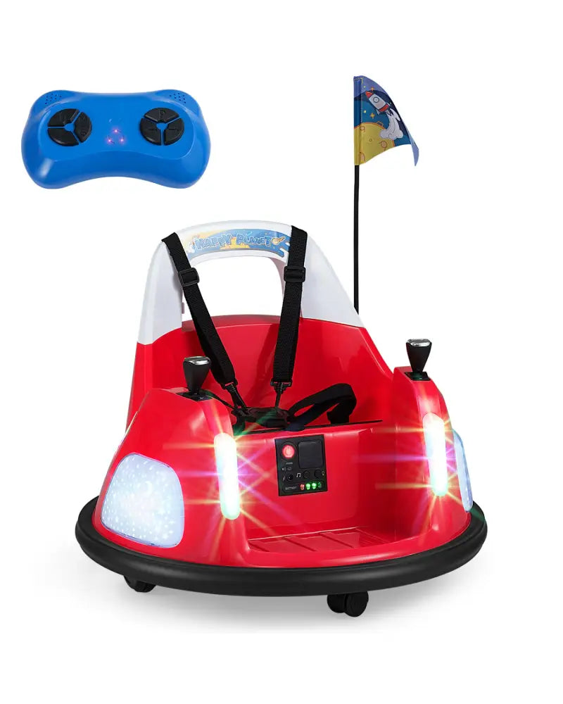 12V Kids Ride On Bumper Car with Remote Control and Flashing Lights-Red - Red - Powered Ride On Toys
