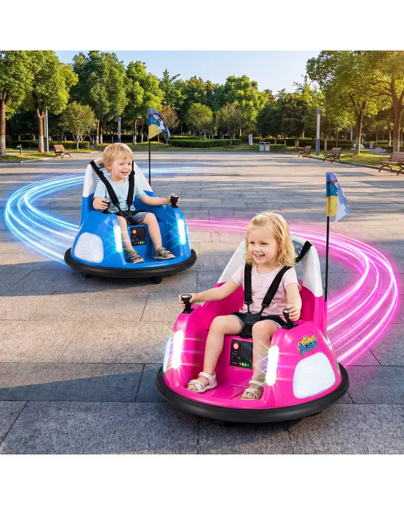 12V Kids Ride On Bumper Car with Remote Control and Flashing Lights-Pink - Pink - Powered Ride On Toys