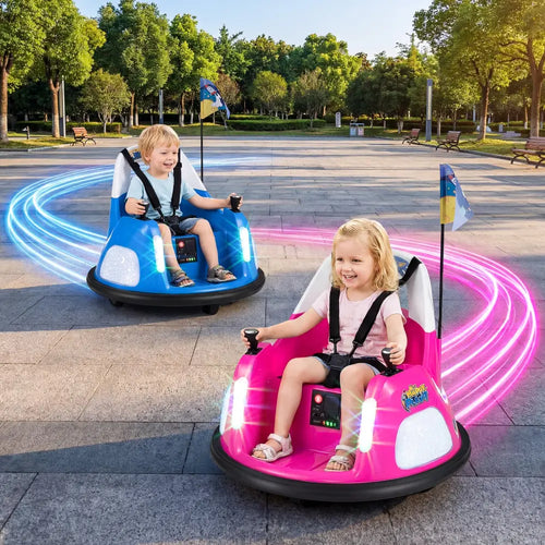 12V Kids Ride On Bumper Car with Remote Control and Flashing Lights-Pink - Pink - Powered Ride On Toys