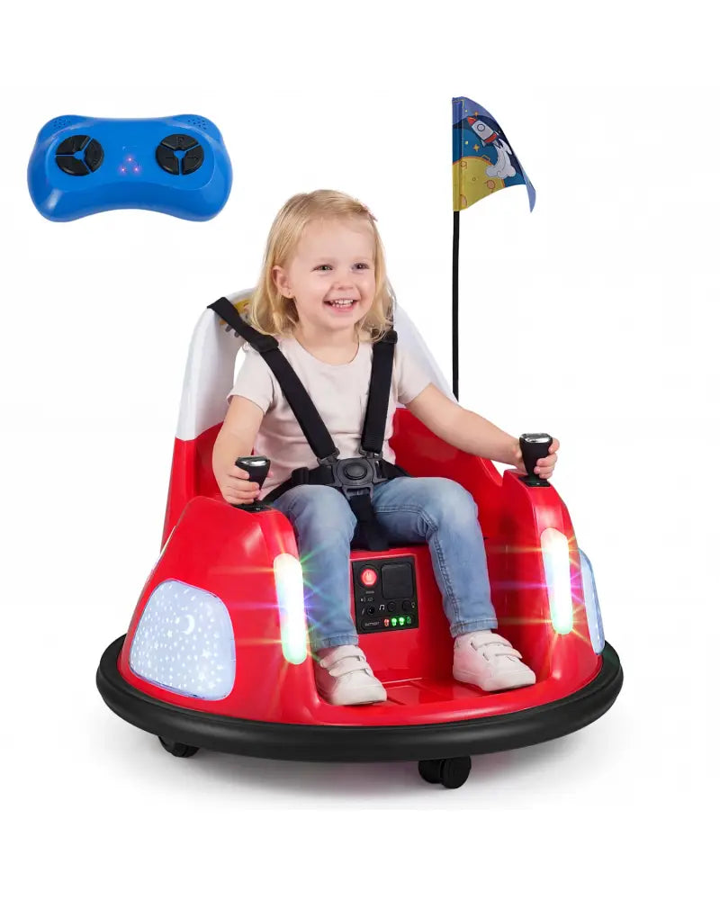 12V Kids Ride On Bumper Car with Remote Control and Flashing Lights-Red - Red - Powered Ride On Toys