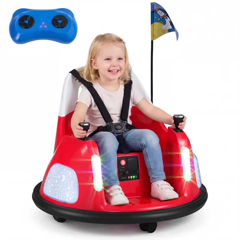 12V Kids Ride On Bumper Car with Remote Control and Flashing Lights-Red - Red - Powered Ride On Toys
