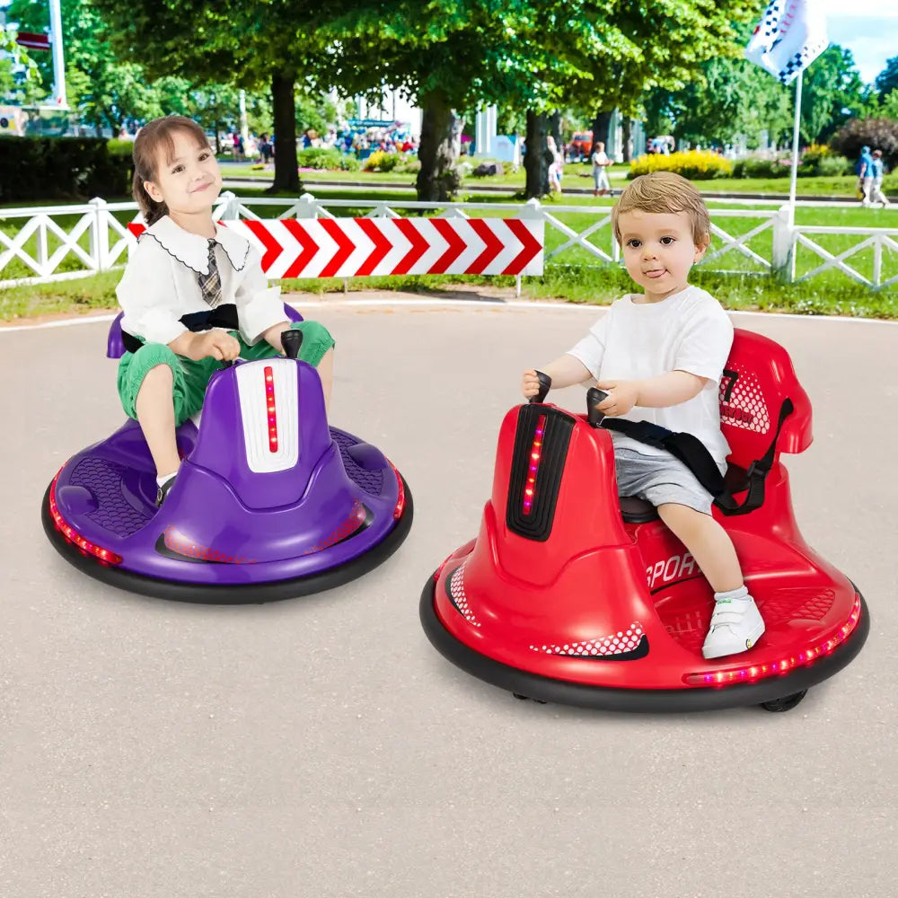 12V Kids Ride On Bumper Car with Remote Control Lights and Music-Red - Red - Powered Ride On Toys