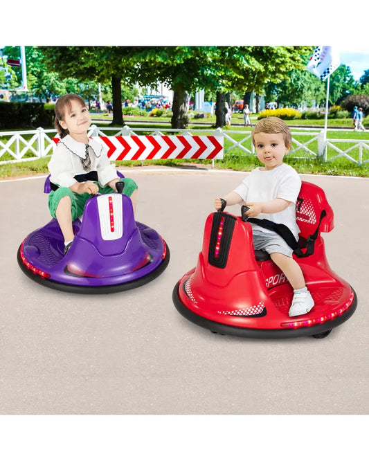 12V Kids Ride On Bumper Car with Remote Control Lights and Music-Red - Red - Powered Ride On Toys