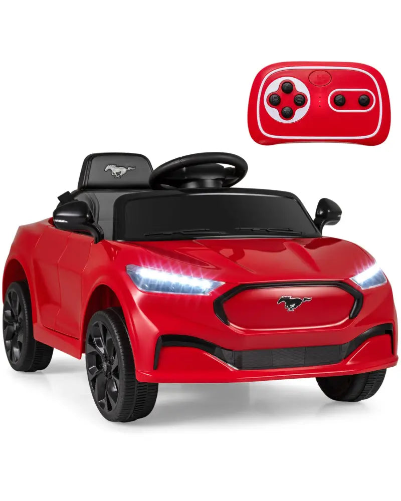 12V Kids Ride on Car Licensed Ford Mach E with Parent Control and Horn-Red - Red - Powered Ride On Toys